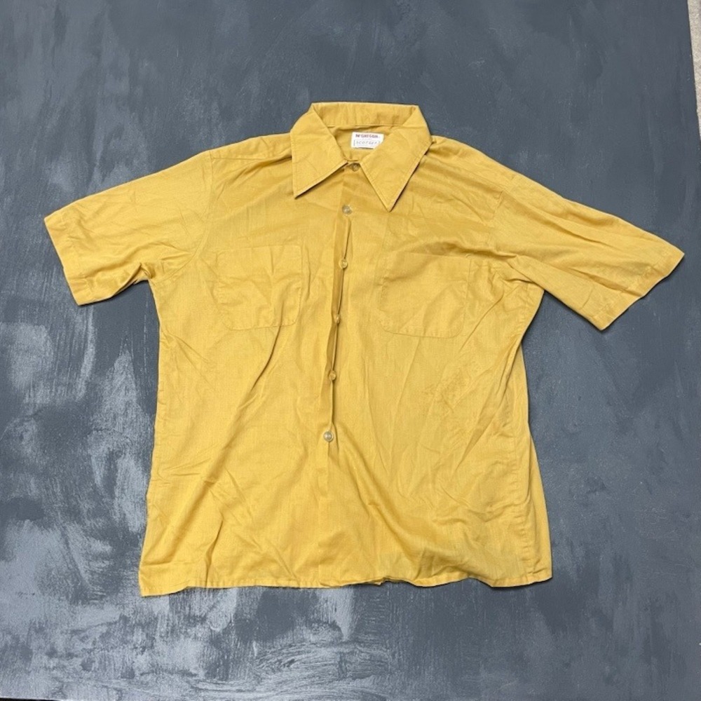 Vintage McGregor Button Up Shirt L Yellow 1970s Good Short Sleeve Scotset Pocket